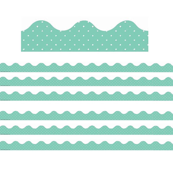 Simply Sassy Teal Polka Dots Deco Trim®, 37 Feet Per Pack, 6 Packs