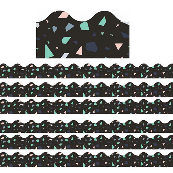 Simply Sassy Black Terrazzo Deco Trim® Extra Wide Die Cut, 37 Feet Per Pack, 6 Packs