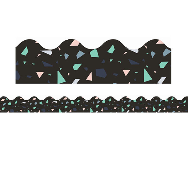 Simply Sassy Black Terrazzo Deco Trim® Extra Wide Die Cut, 37 Feet