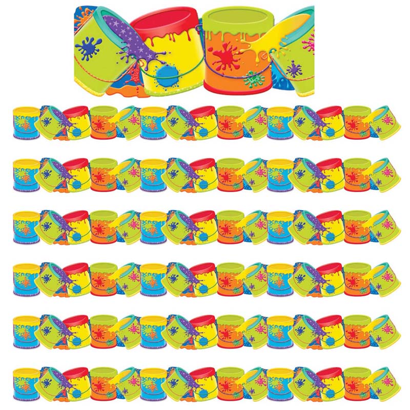 Color My World Paint Buckets Deco Trim, 37 Feet Per Pack, 6 Packs