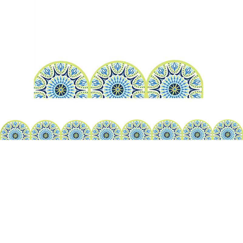 Blue Harmony Half Mandala Extra Wide Deco Trim, 37 Feet