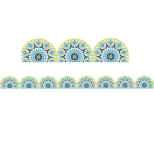 Blue Harmony Half Mandala Extra Wide Deco Trim, 37 Feet