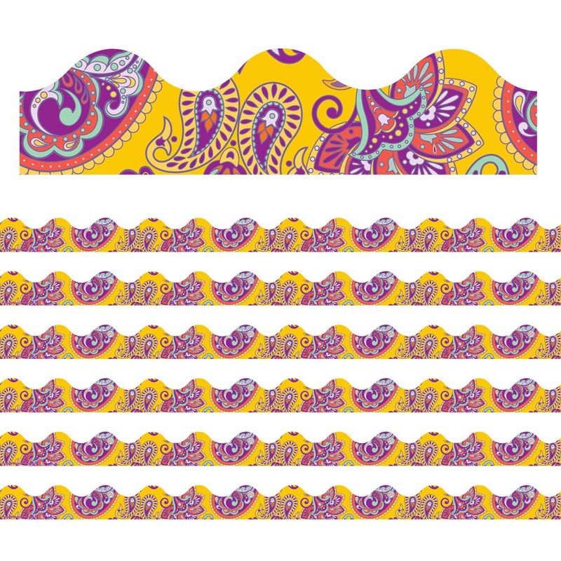 Positively Paisley Yellow Paisley Deco Trim®, 37 Feet Per Pack, 6 Packs