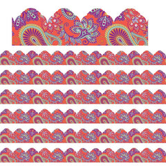 Positively Paisley Coral Paisley Arch Deco Trim® Extra Wide Die Cut, 37 Feet Per Pack, 6 Packs