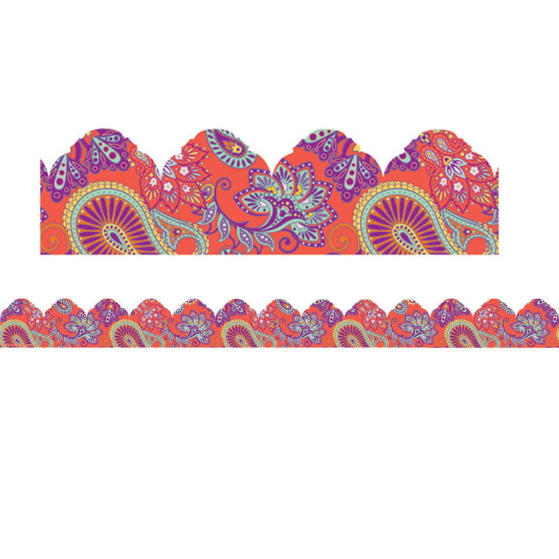 Positively Paisley Coral Paisley Arch Deco Trim® Extra Wide Die Cut, 37 Feet