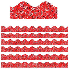 Red Bandana Extra Wide Deco Trim, 37 Feet Per Pack, 6 Packs