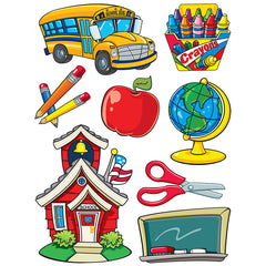 More School Supplies Window Clings, 8 Pieces