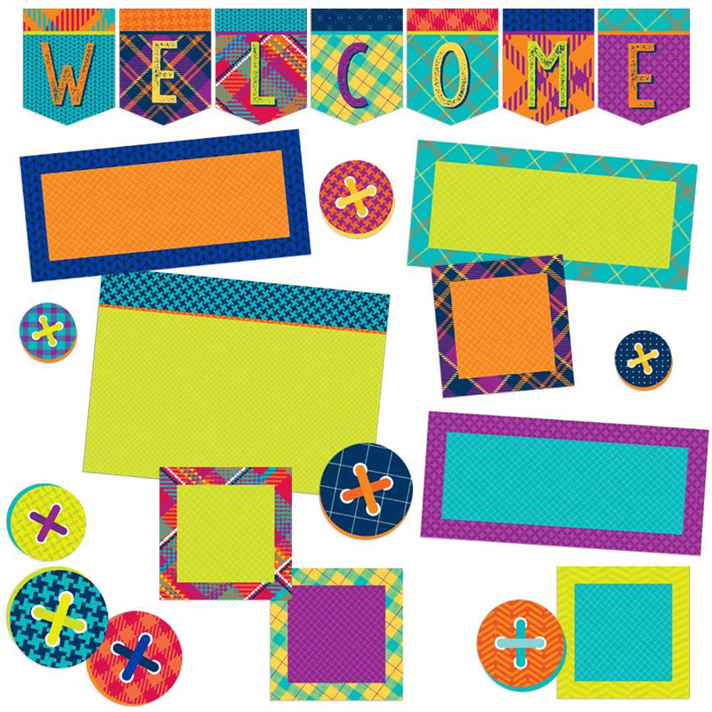 Plaid Attitude Welcome Bulletin Board Set, 23 Pieces