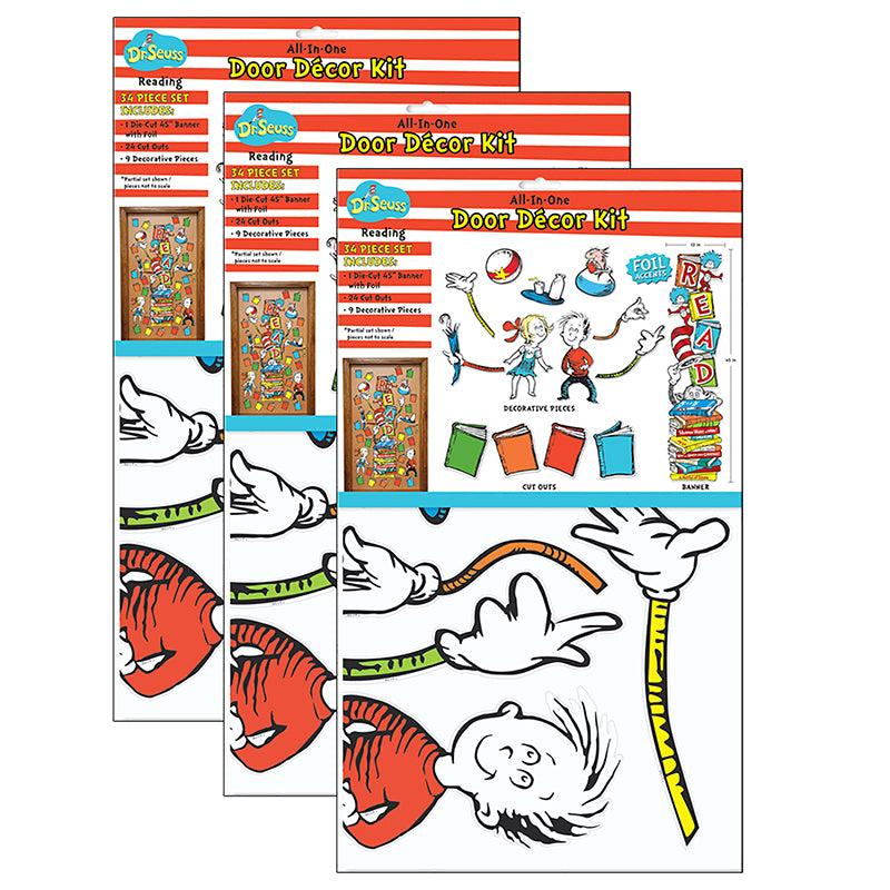 Dr. Seuss™ Reading All-In-One Door Decor Kit, 34 Pieces Per Set, 3 Sets