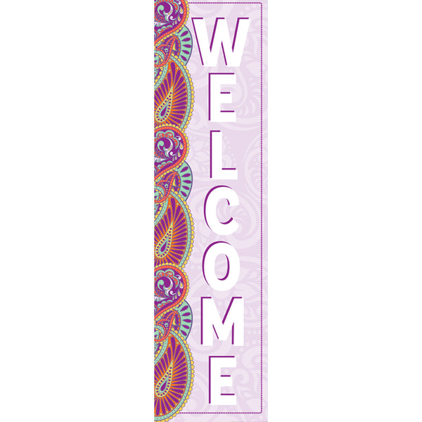 Positively Paisley Welcome Vertical Banner, 12" x 45"