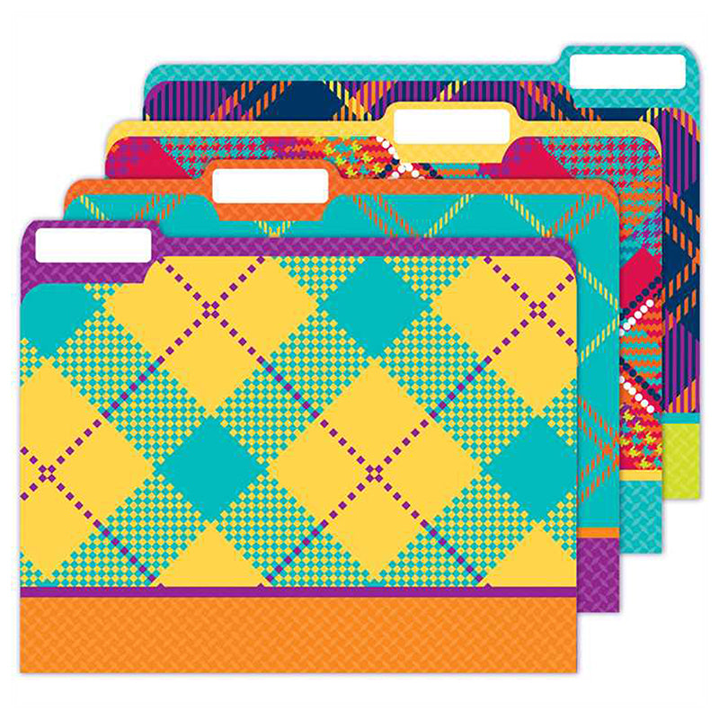 Plaid Attitude File Folders, Pack of 4