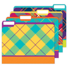 Plaid Attitude File Folders, Pack of 4