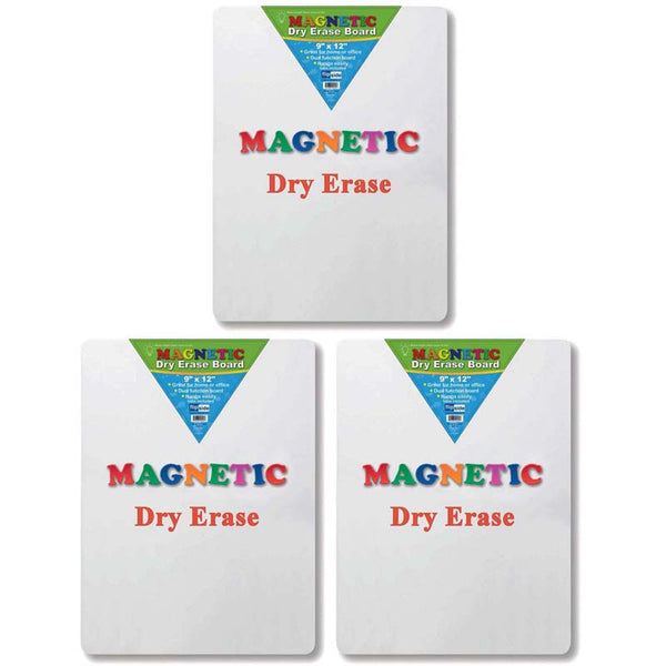 Magnetic Dry Erase Board, 9" x 12", Pack of 3