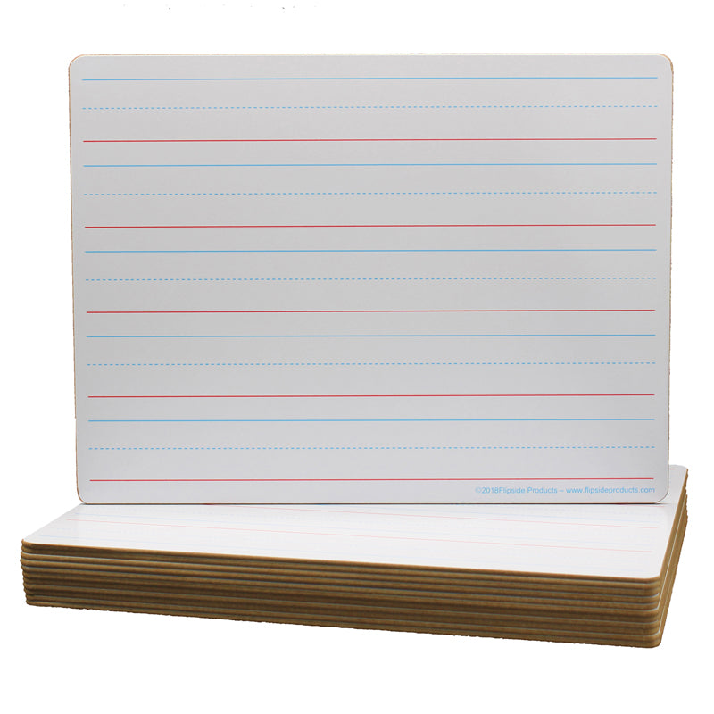 Two-Sided Dry Erase Board, Plain/Ruled, 9" x 12", Classpack of 12