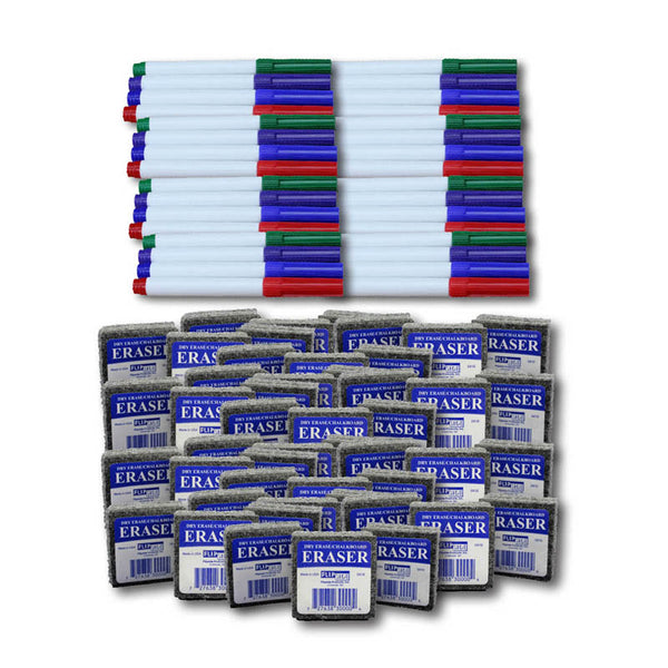 Class Pack of 48 Erasers & 48 Colored Markers