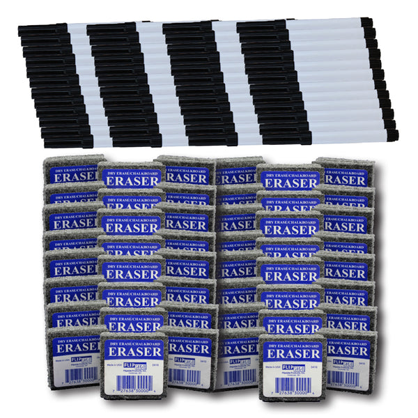 Class Pack of 48 Erasers & 48 Black Markers