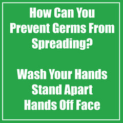 Prevent Germ Spreading Low Tac Wall Stickers, Green, 11", Pack of 5