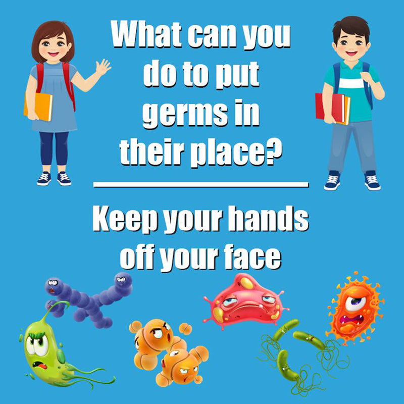 Keep Germs in Their Place Low Tac Wall Stickers, 11", Pack of 5