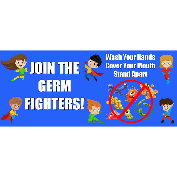 Join The Germ Fighters Low Tac Wall Stickers, 14" x 6", Pack of 5