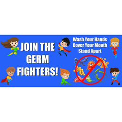 Join The Germ Fighters Low Tac Wall Stickers, 14" x 6", Pack of 5