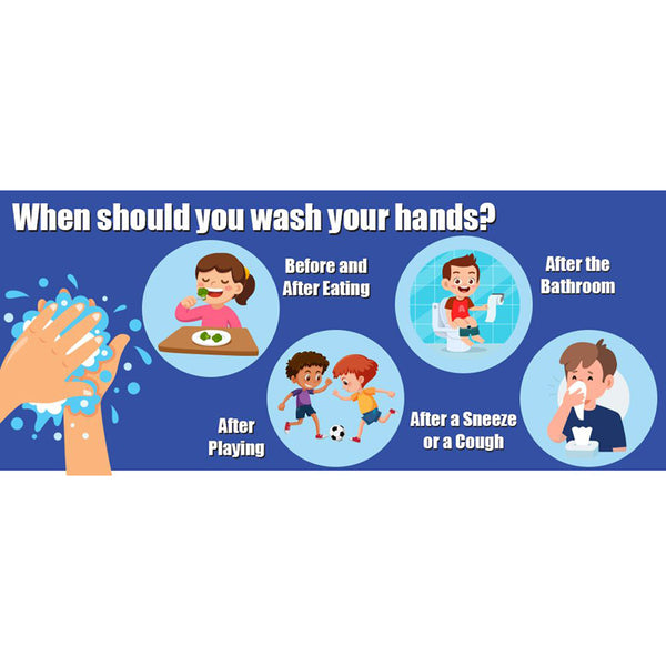 When to Wash Your Hands Anti-Slip Floor Stickers, 14" x 6", Pack of 5