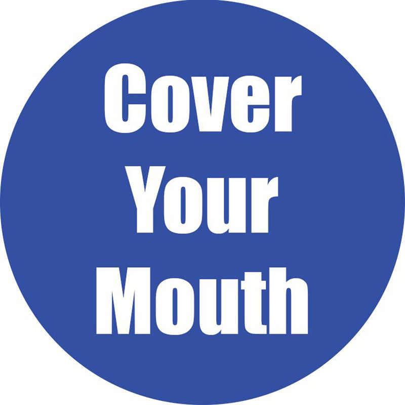 Cover Your Mouth Anti-Slip Floor Sticker, Blue, 11", Pack of 5