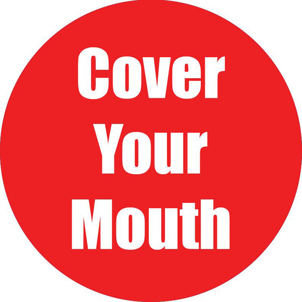 Cover Your Mouth Anti-Slip Floor Sticker, Red, 11", Pack of 5