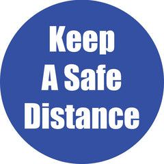 Keep a Safe Distance Anti-Slip Floor Sticker, Blue, 11", Pack of 5