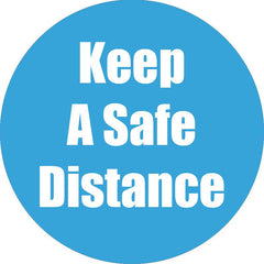 Keep a Safe Distance Anti-Slip Floor Sticker, Cyan, 11", Pack of 5