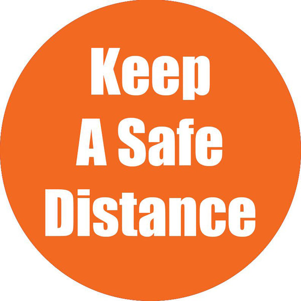 Keep a Safe Distance Anti-Slip Floor Sticker, Orange, 11", Pack of 5