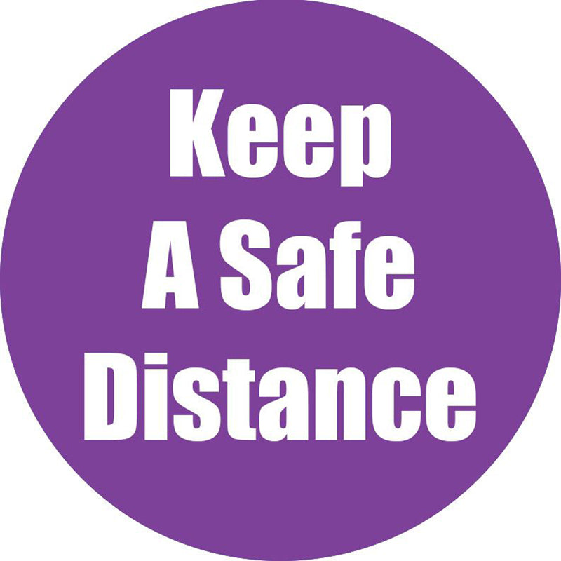 Keep a Safe Distance Anti-Slip Floor Sticker, Purple, 11", Pack of 5