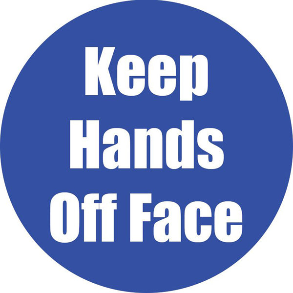 Keep Hands Off Face Anti-Slip Floor Sticker, Blue, 11", Pack of 5